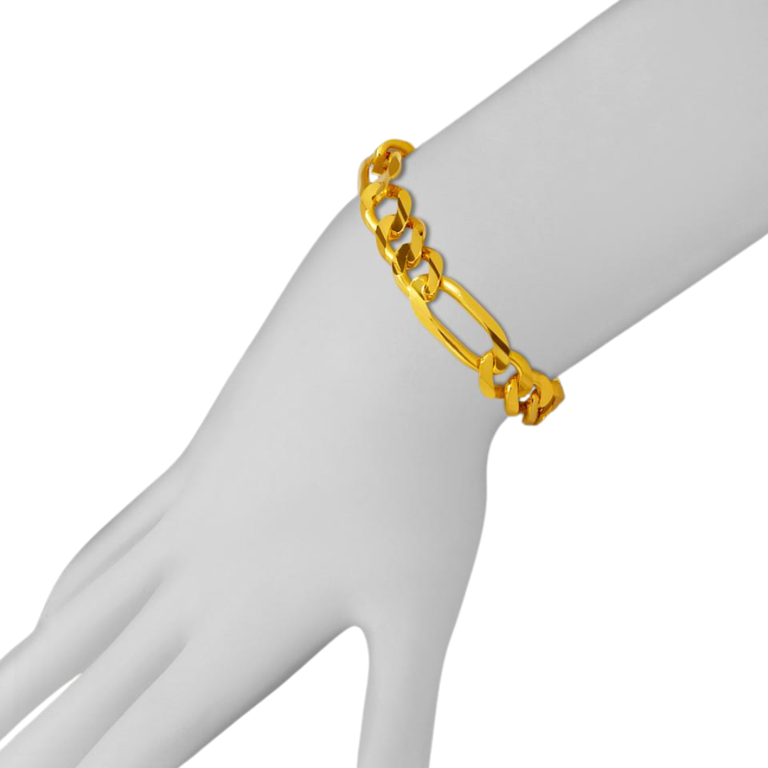 14K Gold Figaro Bracelet 7MM