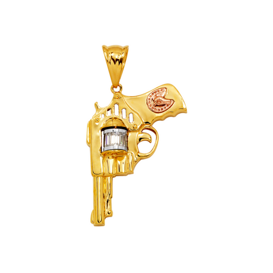 14K Gold Revolver Pendant