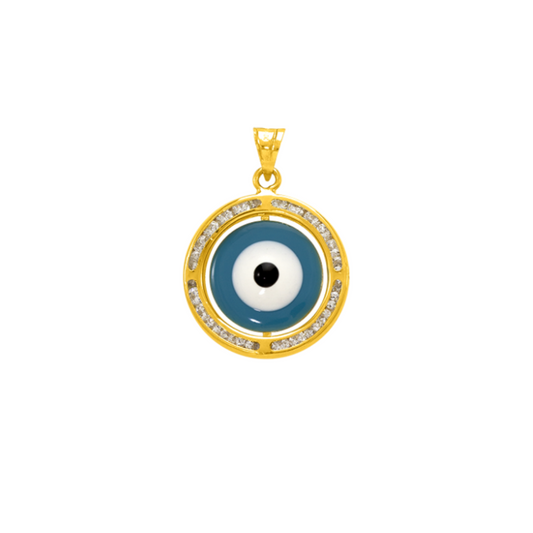 14K Gold Evil Eye Pendant