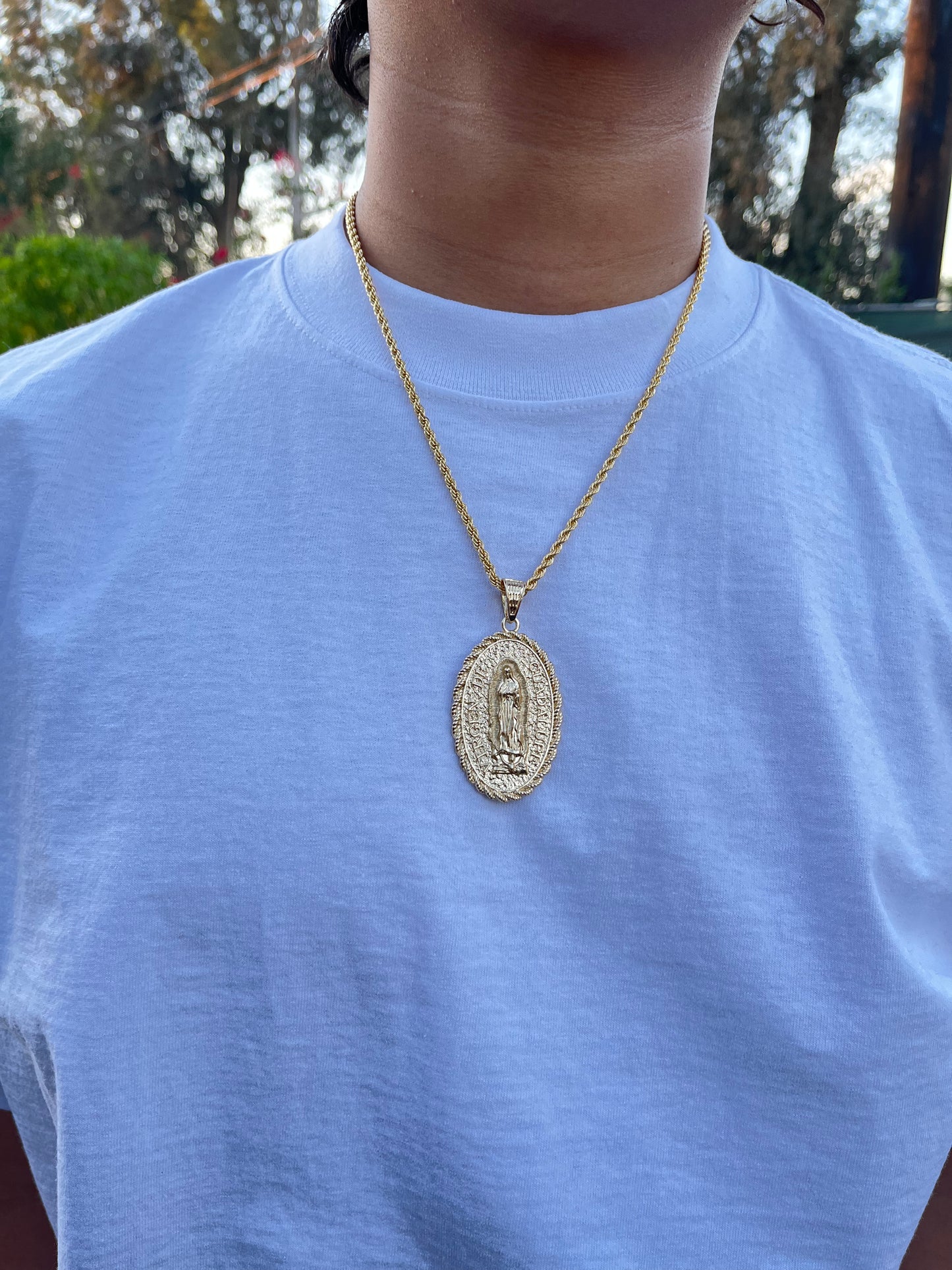 Double Sided San Judas Tadeo/Virgen De Guadalupe Chain