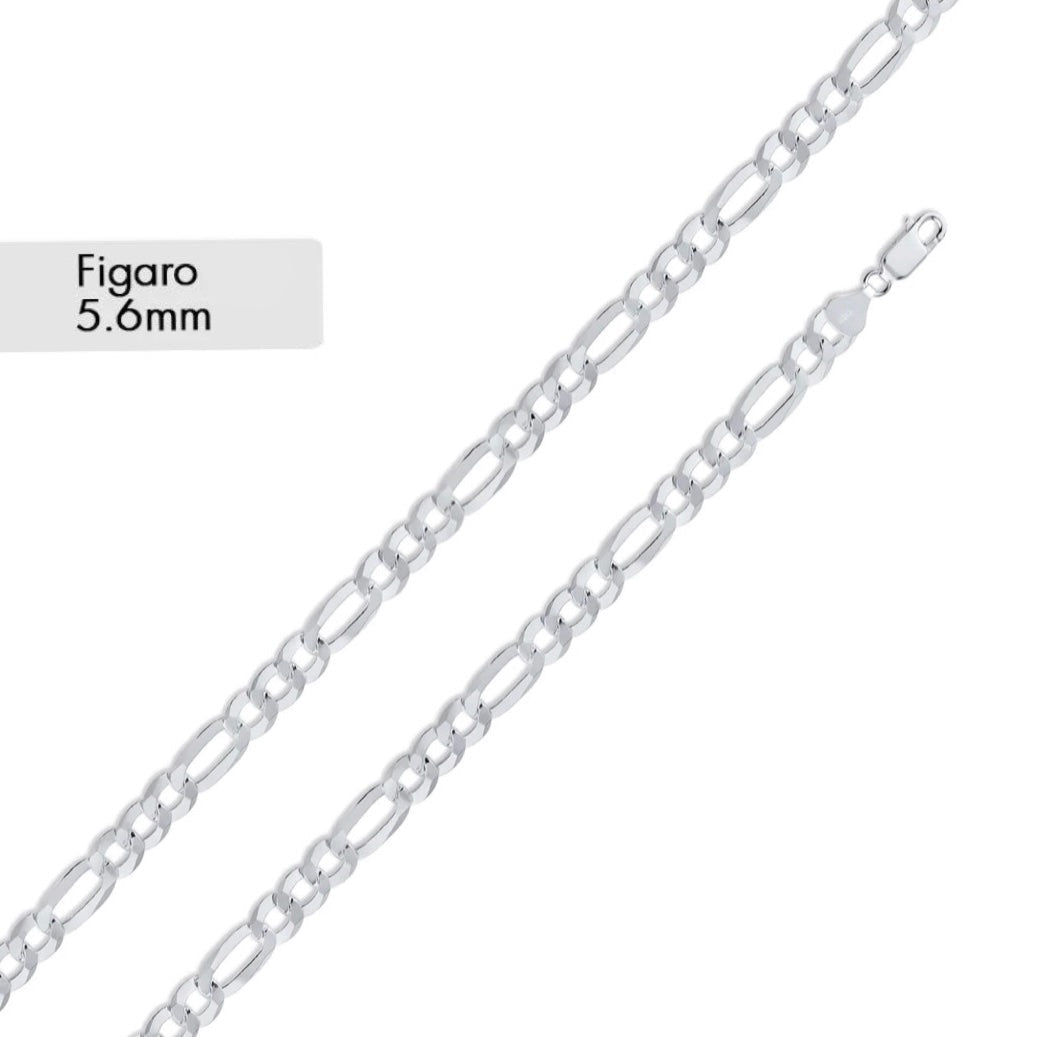 925 Sterling Silver Figaro Chain (5.6MM)