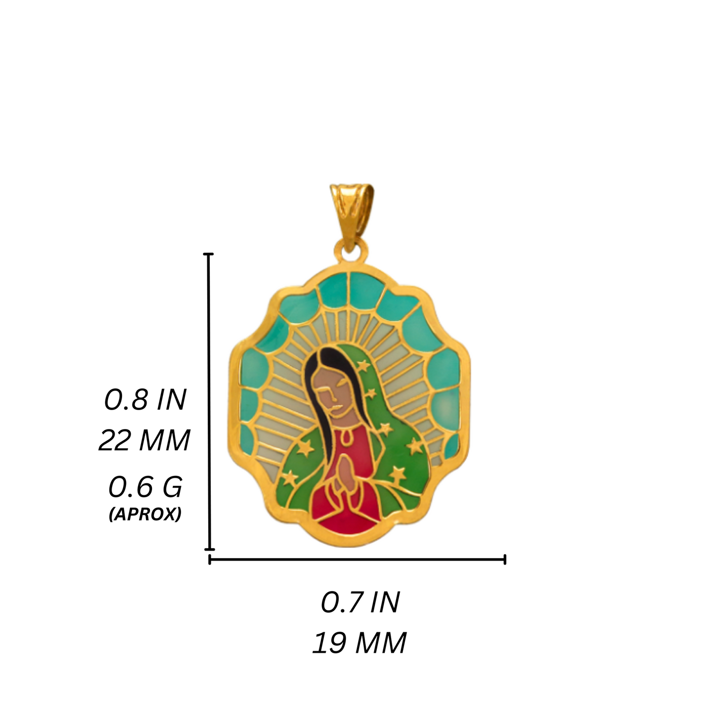 14K Gold Virgencita Pendant