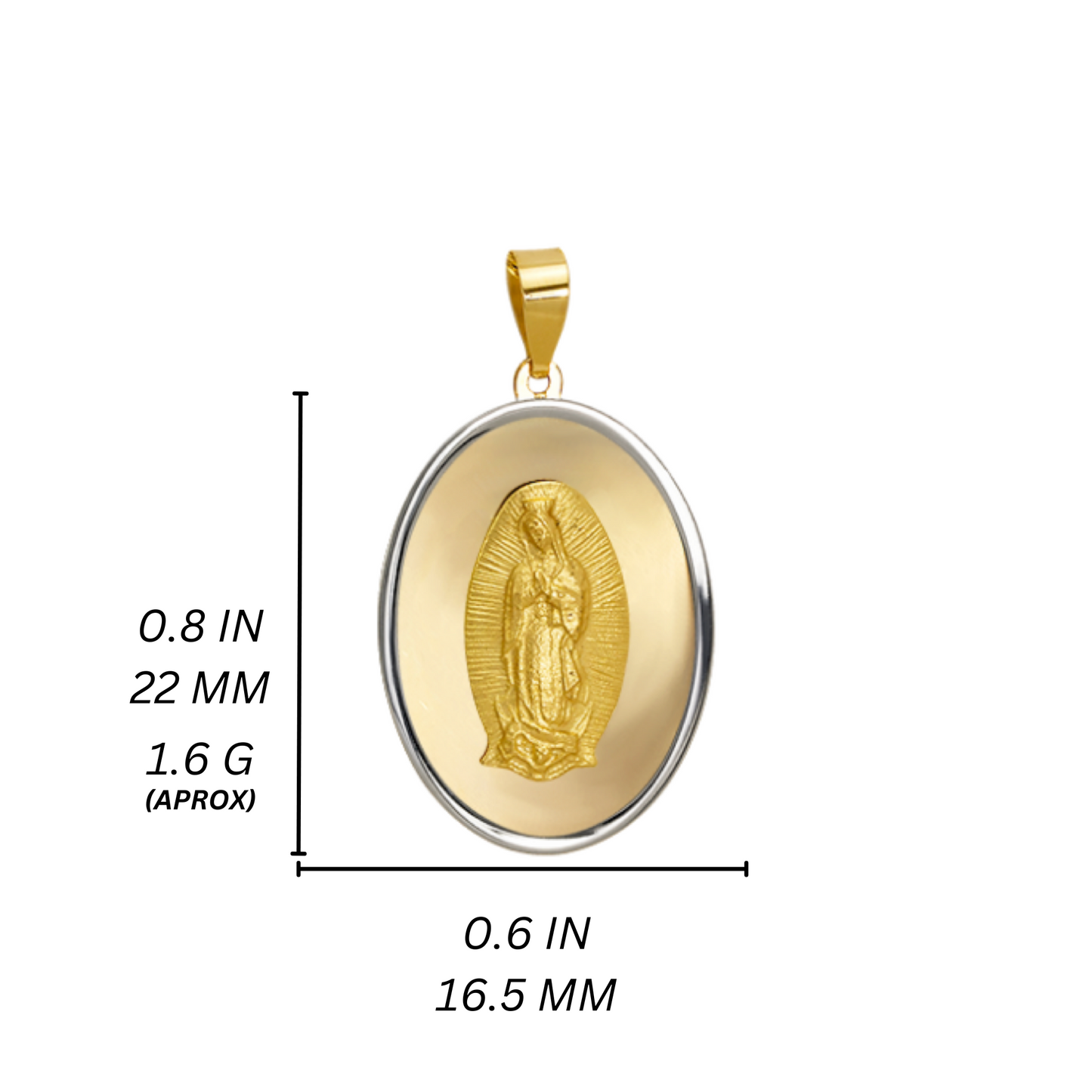 14K Gold Virgencita Oval Pendant