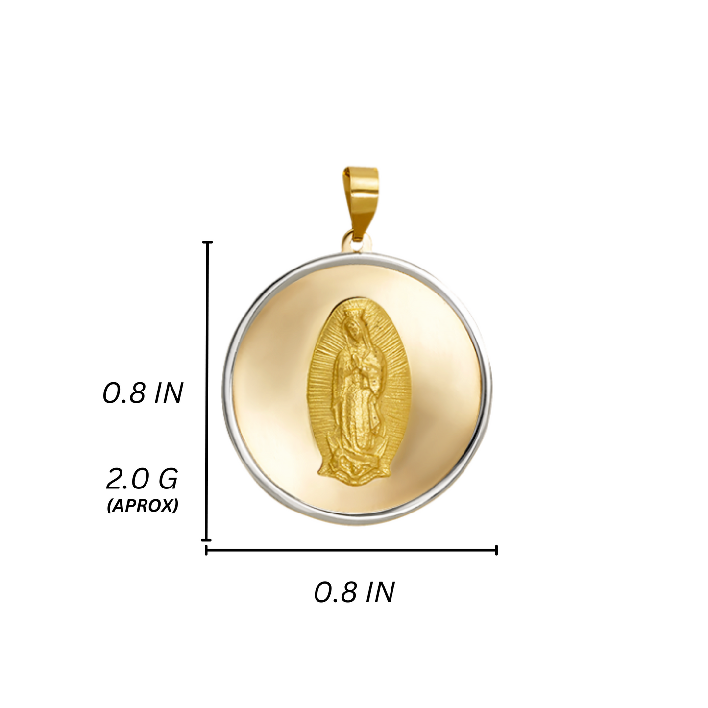 14K Gold Virgencita Round Pendant