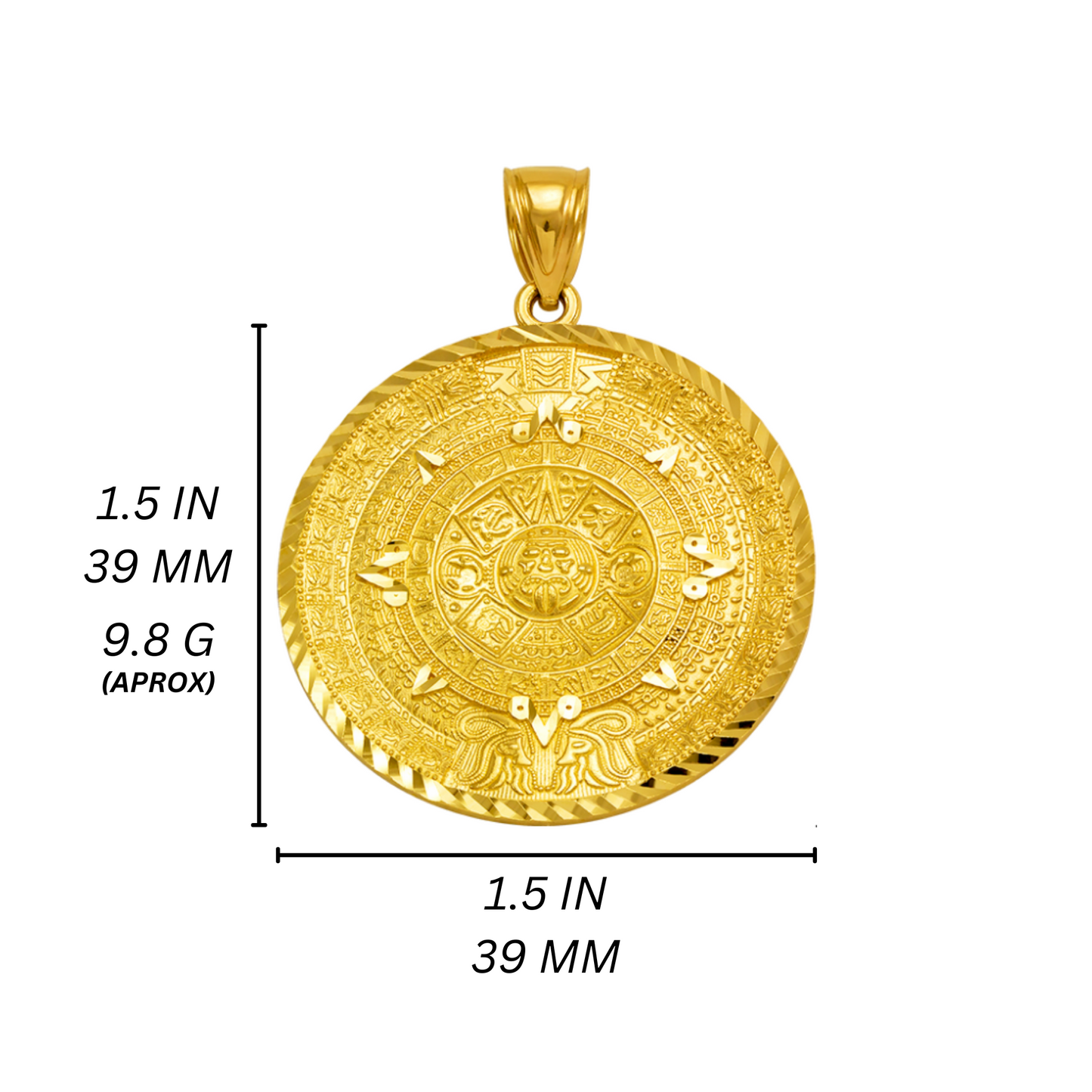 14K Gold Aztec Sun Pendant