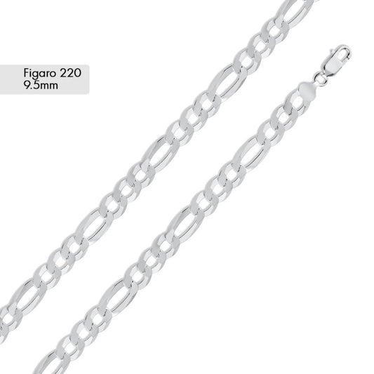 925 Sterling Silver Figaro Chain (8.9MM)