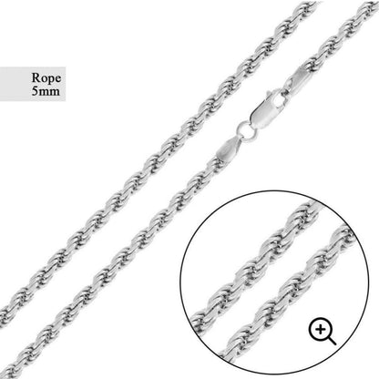925 Sterling Silver Rope Chain (5MM)