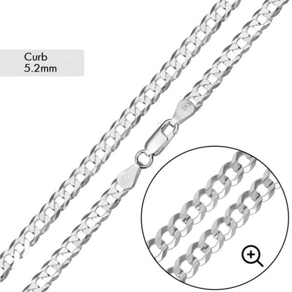 925 Sterling Silver Cuban Chain (5.2MM)