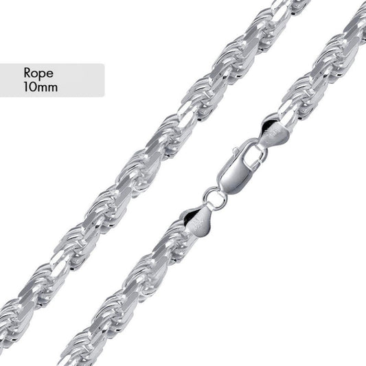 925 Sterling Silver Rope Chain (10MM)