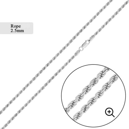 925 Sterling Silver Rope Chain (2.5MM)