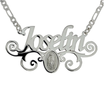 925 Sterling Silver Personalized Name Virgencita Necklace