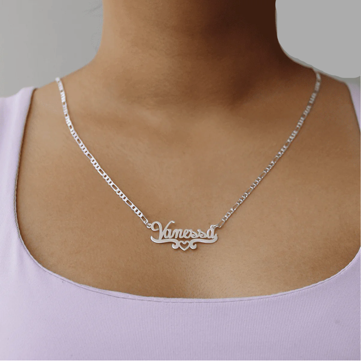 925 Sterling Silver Personalized Heart Name Necklace