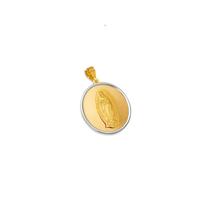 14K Gold Virgencita Round Pendant