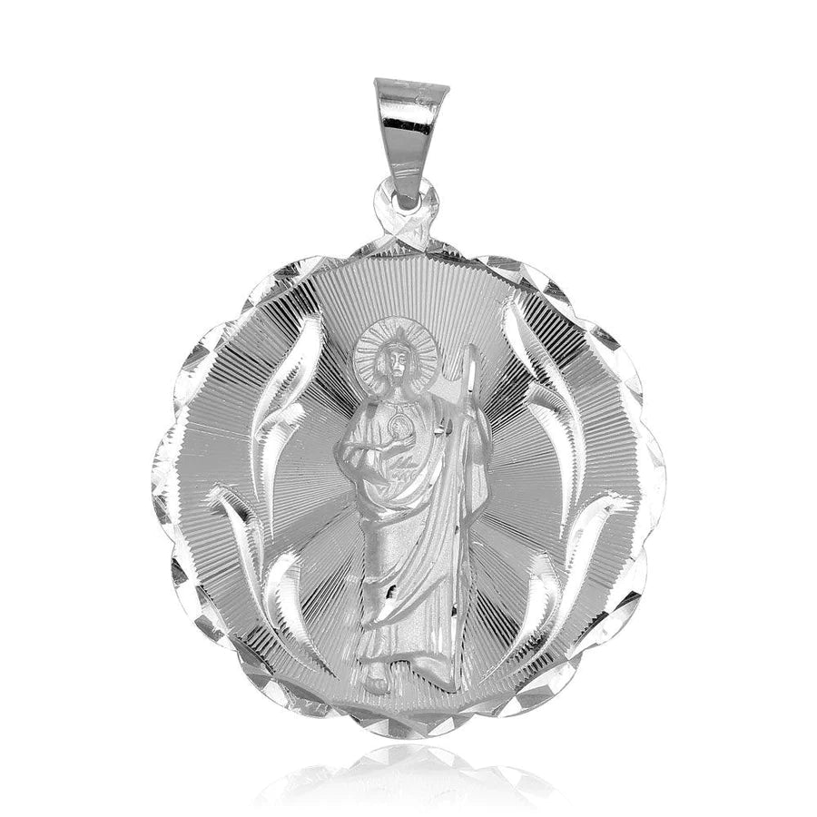 925 Sterling Silver San Judas Circle Medallion Pendant