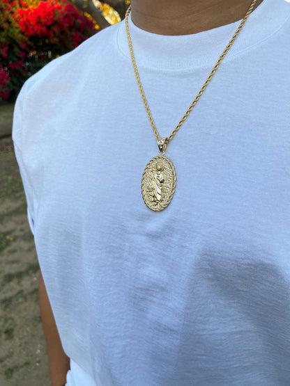 Double Sided San Judas Tadeo/Virgen De Guadalupe Chain
