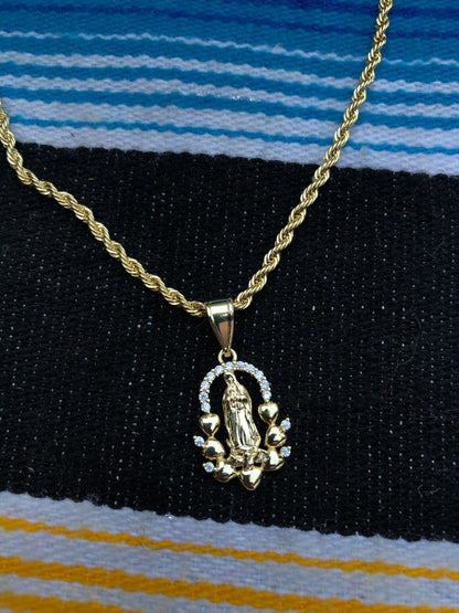 Virgen De Guadalupe Heart Decorated Necklace